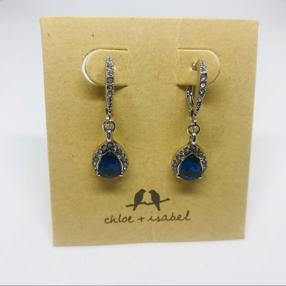 NWOT Sapphire Blue Ethereal Crystal Drop Earrings - Picture 3 of 3